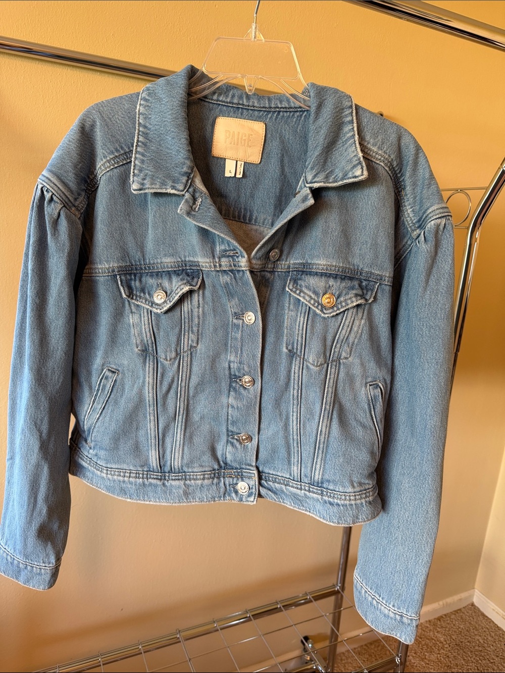 PAIGE Classic Light Blue Denim Blythe Jacket Large